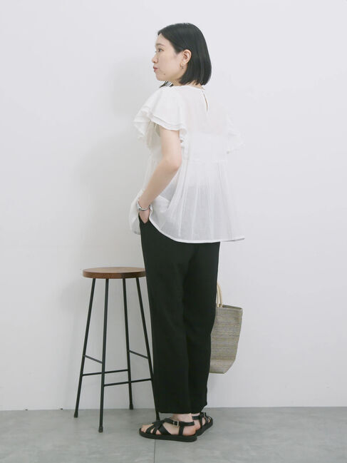 Samansa Mos2 blue「【Made in India】シャーリングブラウス」|シャツ・ブラウス|