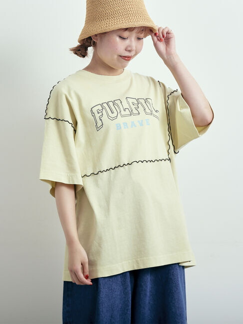 SM2「ピグメント加工メロー切替ロゴプリントTシャツ」|Tシャツ・カットソー|イエロー