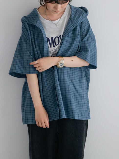 SM2「チェック柄フードシャツ」|シャツ・ブラウス|