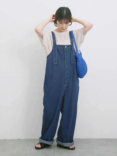 Samansa Mos2 blue「【マシンウォッシャブル】麻タッチニットプルオーバー」|ニット・セーター|