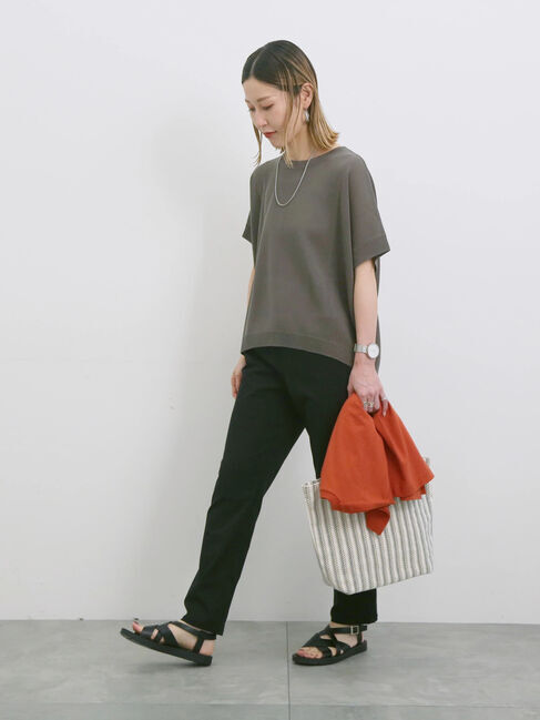 Samansa Mos2 blue「【マシンウォッシャブル】麻タッチニットプルオーバー」|ニット・セーター|