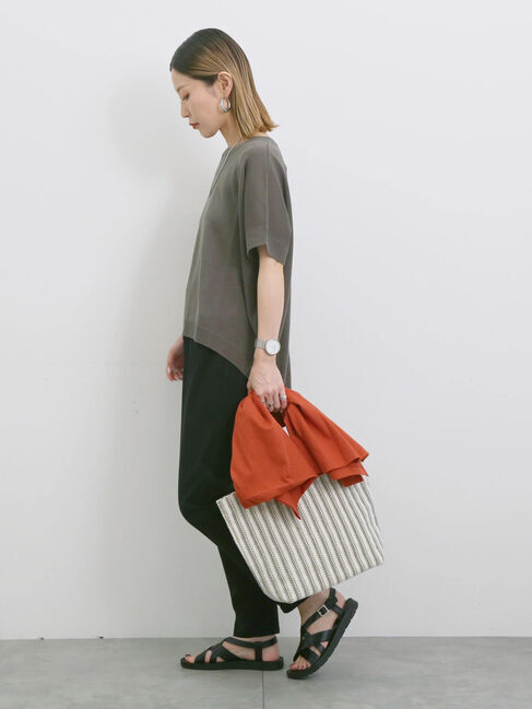 Samansa Mos2 blue「【マシンウォッシャブル】麻タッチニットプルオーバー」|ニット・セーター|