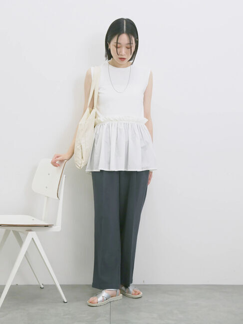 Samansa Mos2 blue「◎【接触冷感】ドッキングノースリーブプルオーバー」|Tシャツ・カットソー|