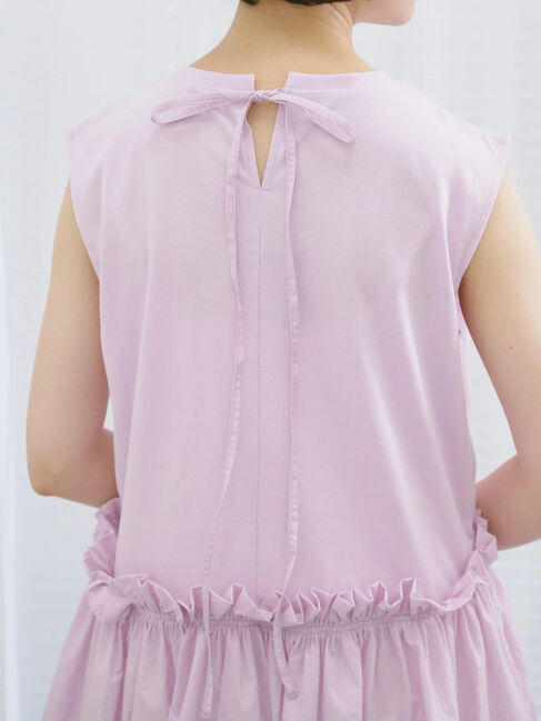 Samansa Mos2 blue「◎【接触冷感】ドッキングノースリーブプルオーバー」|Tシャツ・カットソー|