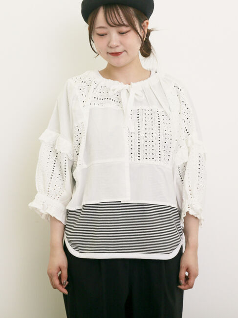 Samansa Mos2「◎ラウンドヘムボーダーカットソー」|Tシャツ・カットソー|