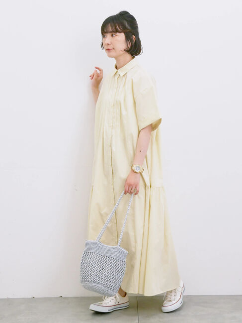 Samansa Mos2 blue「◎サイドギャザーシャツワンピース」|ワンピース|