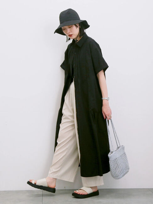 Samansa Mos2 blue「◎サイドギャザーシャツワンピース」|ワンピース|