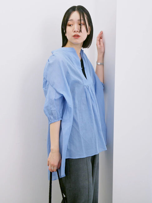 Samansa Mos2 blue「◎シフォンタックブラウス」|シャツ・ブラウス|