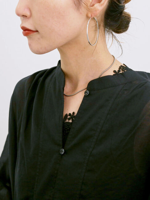 Samansa Mos2 blue「◎シフォンタックブラウス」|シャツ・ブラウス|