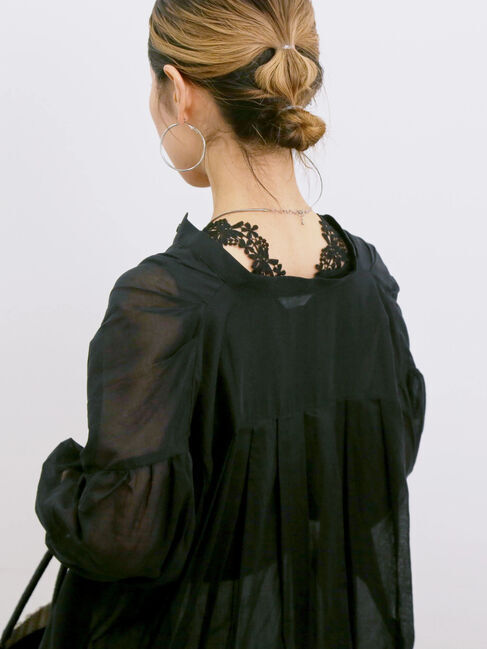 Samansa Mos2 blue「◎シフォンタックブラウス」|シャツ・ブラウス|