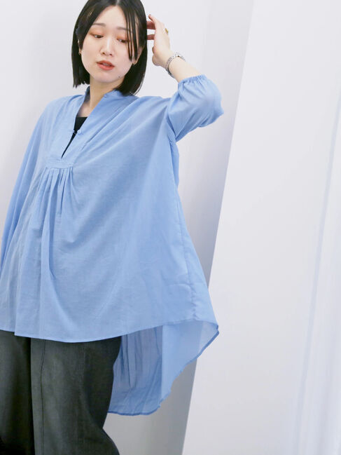 Samansa Mos2 blue「◎シフォンタックブラウス」|シャツ・ブラウス|ブルー