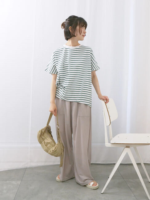 Samansa Mos2 blue「【USAコットン】アソートフレンチスリーブTシャツ」|Tシャツ・カットソー|