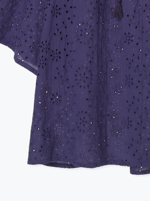 Samansa Mos2 blue「【Made in India】タッセル付ギャザーレースブラウス」|シャツ・ブラウス|