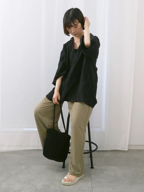 Samansa Mos2 blue「【Made in India】タッセル付ギャザーレースブラウス」|シャツ・ブラウス|