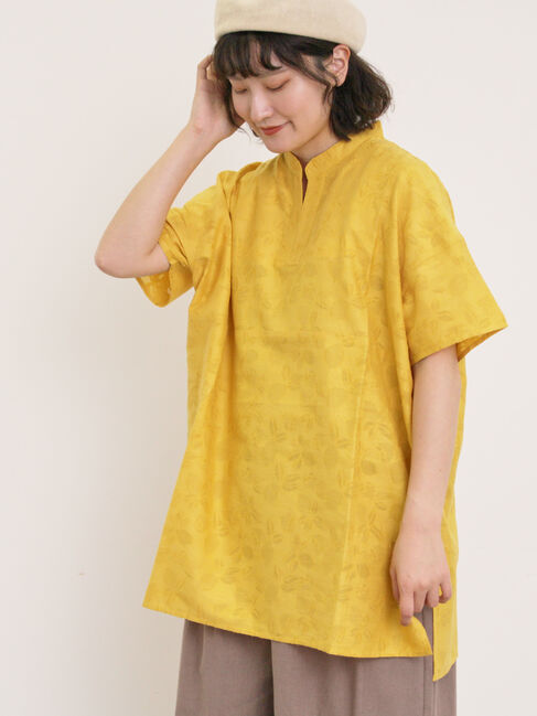 Samansa Mos2「レモン柄ジャカードチュニック」|シャツ・ブラウス|イエロー