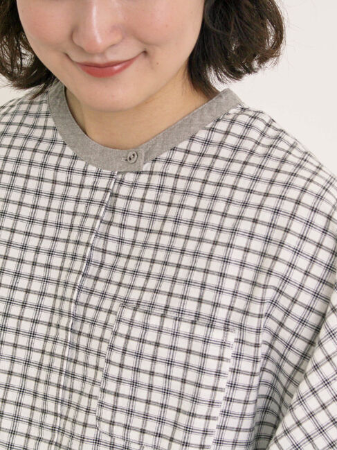 Samansa Mos2「【クールコットン】柄アソートクレリック袖タックブラウス」|シャツ・ブラウス|