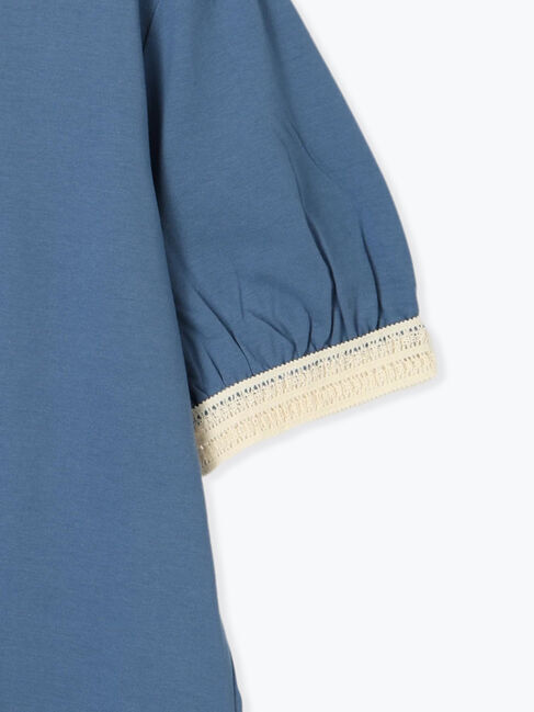 Samansa Mos2「【汗染み防止】袖口レースパフスリーブTシャツ」|Tシャツ・カットソー|