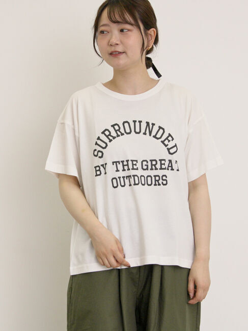 Samansa Mos2「【オーガニックコットン】ロゴプリントTシャツ」|Tシャツ・カットソー|