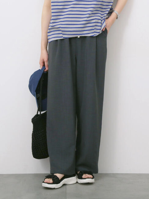 Samansa Mos2 blue「リネンタッチイージーパンツ」|その他|チャコールグレー