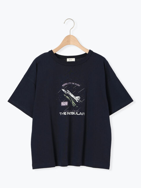 SM2「[接触冷感]スペースモチーフプリントTシャツ」|Tシャツ・カットソー|ネイビー