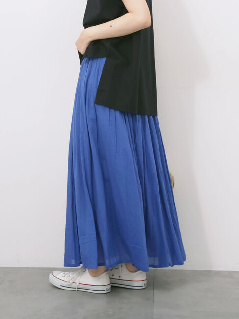 Samansa Mos2 blue「【Made in India】ボイルギャザースカート」|スカート|