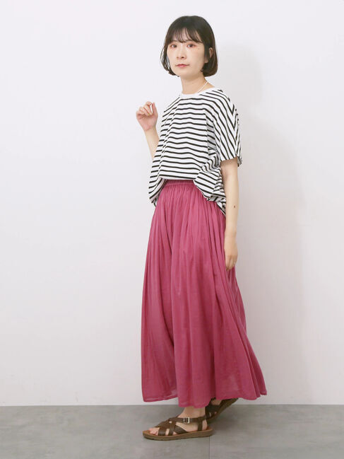 Samansa Mos2 blue「【Made in India】ボイルギャザースカート」|スカート|