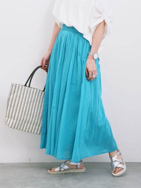 Samansa Mos2 blue「【Made in India】ボイルギャザースカート」|スカート|