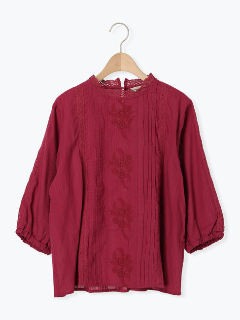 Samansa Mos2「フラワー柄刺繍レースブラウス」|シャツ・ブラウス|