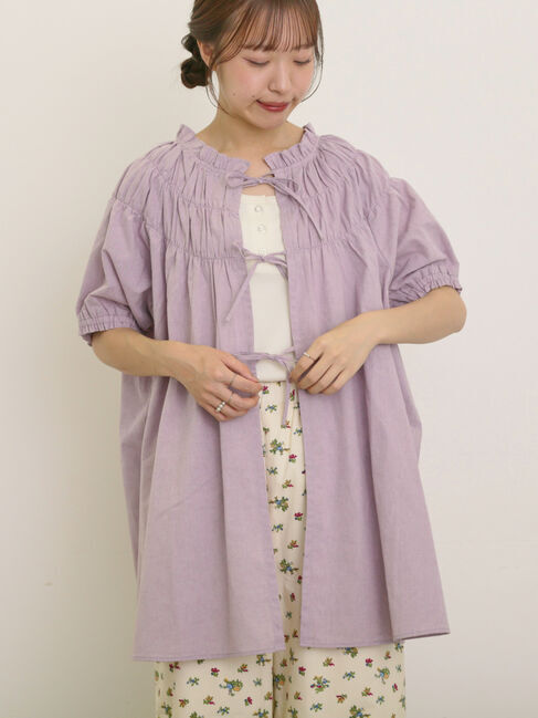 Samansa Mos2「前後2WAYリボンギャザーブラウス」|シャツ・ブラウス|