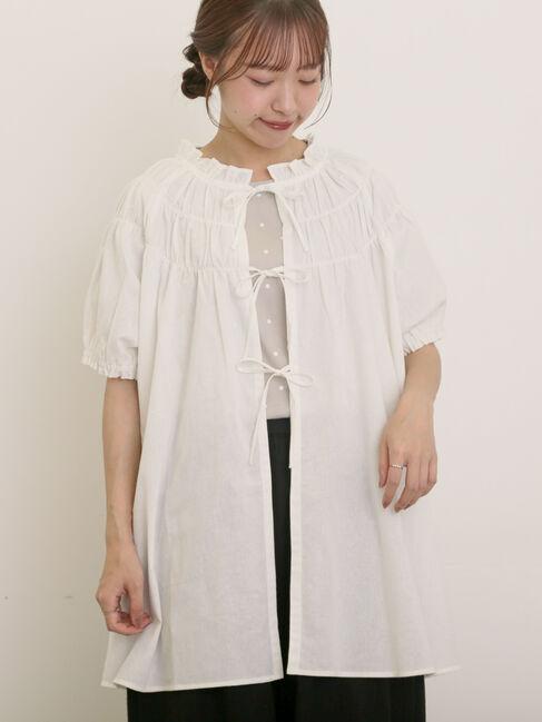 Samansa Mos2「前後2WAYリボンギャザーブラウス」|シャツ・ブラウス|