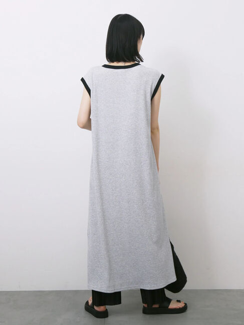 Samansa Mos2 blue「◎ヘンリーネックテレコワンピース」|ワンピース|