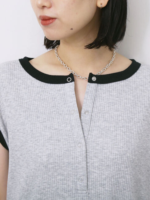 Samansa Mos2 blue「◎ヘンリーネックテレコワンピース」|ワンピース|