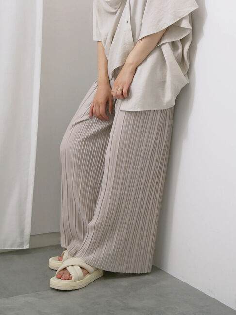 Samansa Mos2 blue「◎柄アソートプリーツパンツ」|その他|グレー