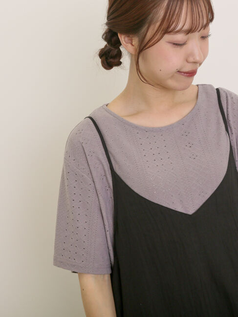 Samansa Mos2「アイレット切替フリルカットソー」|Tシャツ・カットソー|モカ