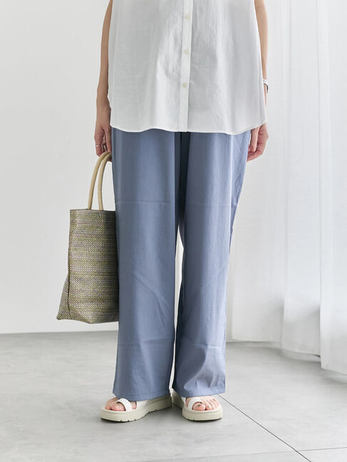 Samansa Mos2 blue「【接触冷感】ワイドイージーパンツ」|その他|ブルー