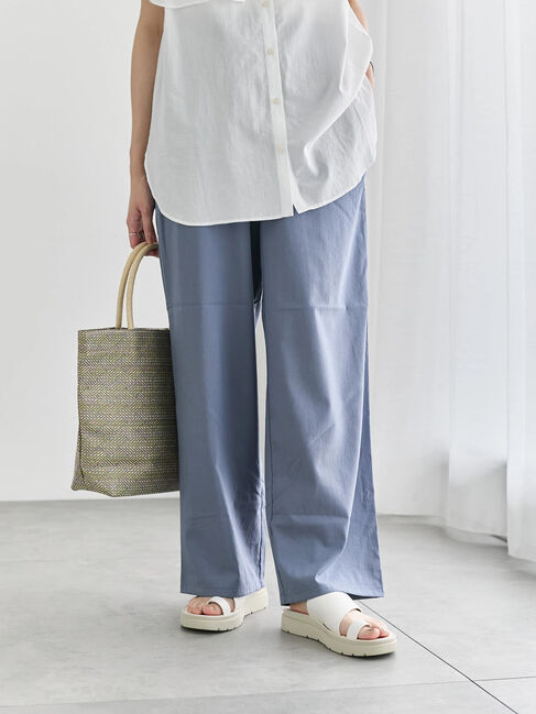 Samansa Mos2 blue「【接触冷感】ワイドイージーパンツ」|その他|