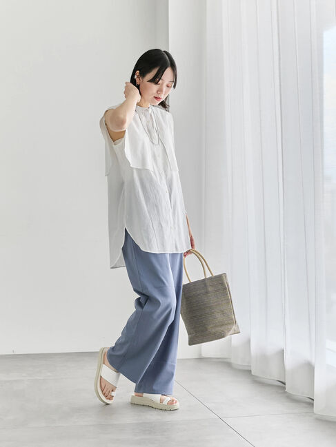 Samansa Mos2 blue「【接触冷感】ワイドイージーパンツ」|その他|