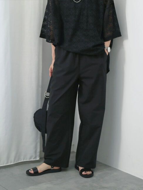 Samansa Mos2 blue「ハイウエストワイドイージーパンツ」|その他|