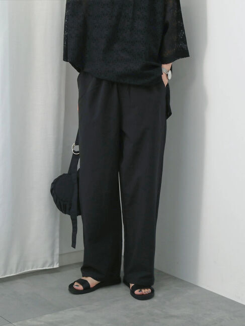 Samansa Mos2 blue「ハイウエストワイドイージーパンツ」|その他|