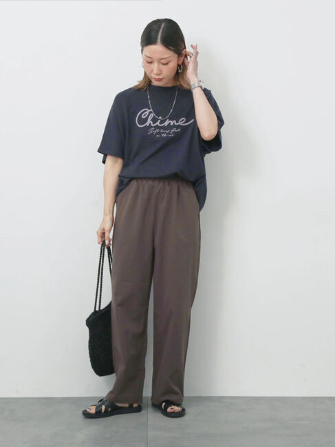 Samansa Mos2 blue「【接触冷感】ドルマンギャザー刺繍Tシャツ」|Tシャツ・カットソー|