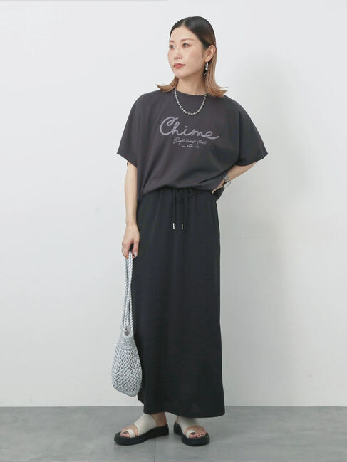 Samansa Mos2 blue「【接触冷感】ドルマンギャザー刺繍Tシャツ」|Tシャツ・カットソー|