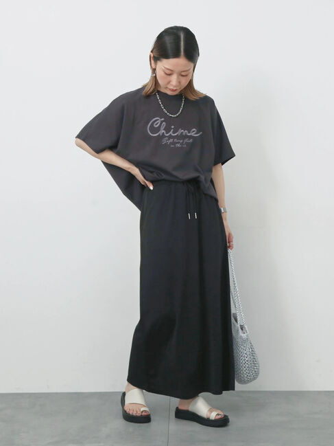 Samansa Mos2 blue「【接触冷感】ドルマンギャザー刺繍Tシャツ」|Tシャツ・カットソー|