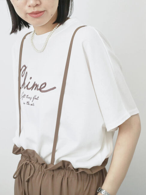 Samansa Mos2 blue「【接触冷感】ドルマンギャザー刺繍Tシャツ」|Tシャツ・カットソー|