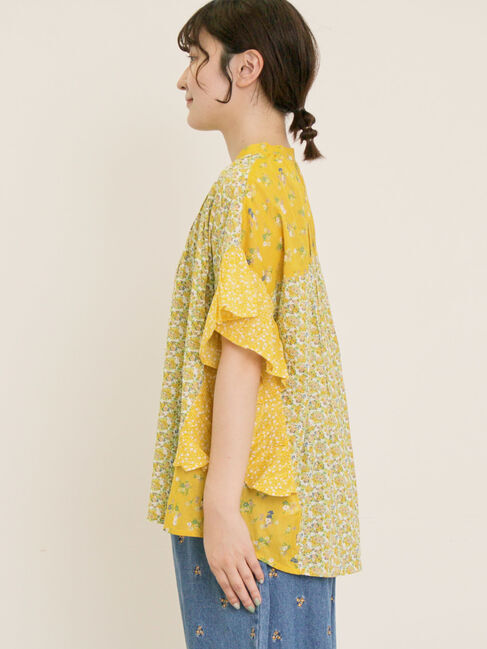 Samansa Mos2「インド柄アソート袖フリルブラウス」|シャツ・ブラウス|