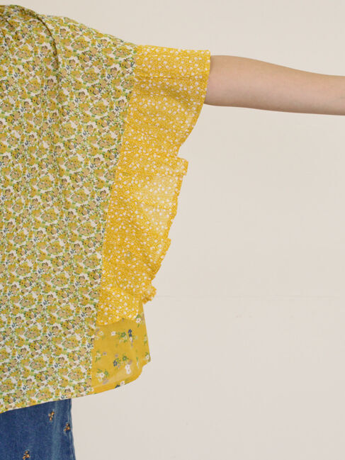 Samansa Mos2「インド柄アソート袖フリルブラウス」|シャツ・ブラウス|