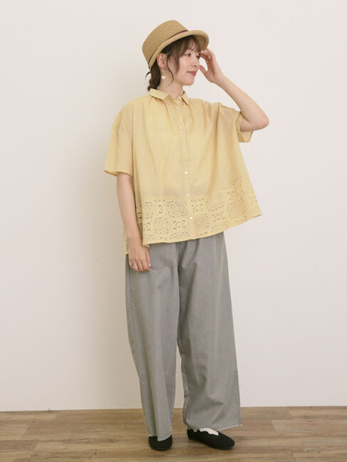 Samansa Mos2「インド裾レースシャツ」|シャツ・ブラウス|