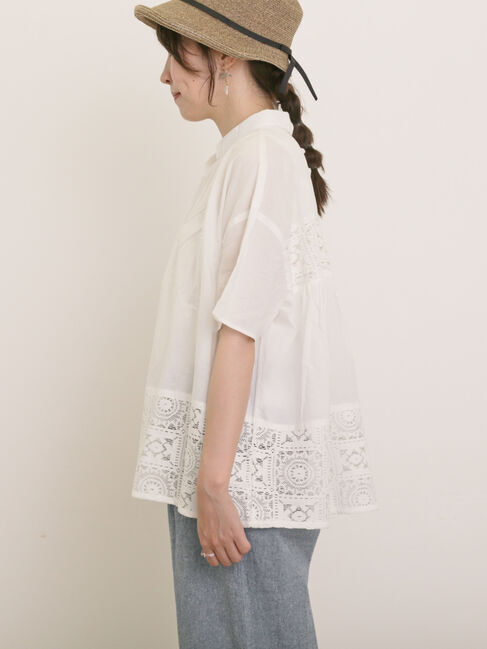 Samansa Mos2「インド裾レースシャツ」|シャツ・ブラウス|