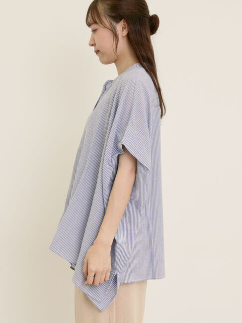 Samansa Mos2「柄アソート肩タックバンドカラーチュニック」|シャツ・ブラウス|