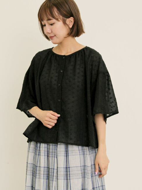 Samansa Mos2「シアー刺繍ブラウス」|シャツ・ブラウス|