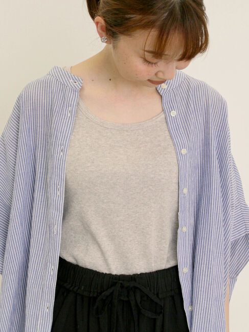 Samansa Mos2「テレコノースリ」|Tシャツ・カットソー|ベージュ